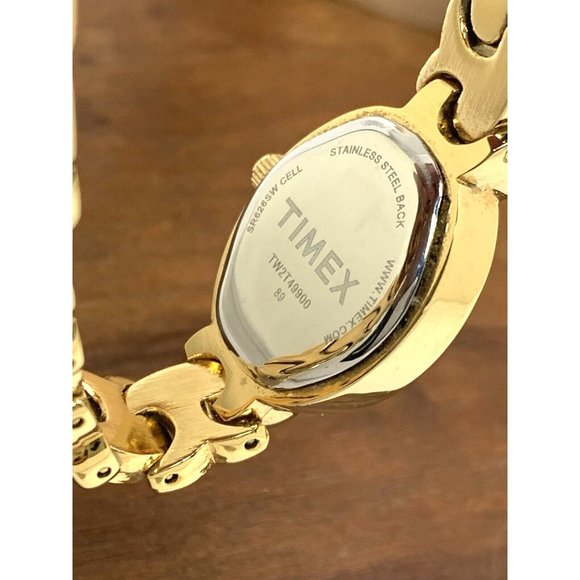 Timex Women's Watch TW2T49900 Oval Petite 19mm Quartz Mother of Pearl Gold Steel - Picture 6 of 13